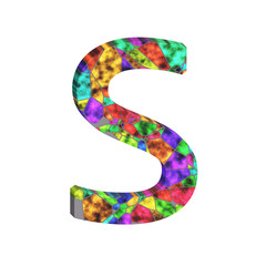 Alphabet- isolated typographic. Stain glass background