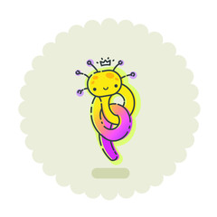 Vector illustration of virus bacteria cute cartoon character, little monster. infection icon baby picture. 