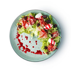 The restaurant's menu dish, a delicious snack for beer. Restaurant serving of the dish. A look from above