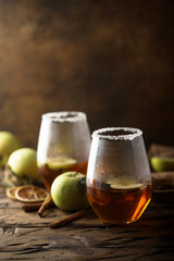 Homemade apple cider drink, served for two