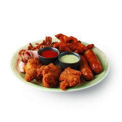 The restaurant's menu dish, a delicious snack for beer. Restaurant serving of the dish. A look from above
