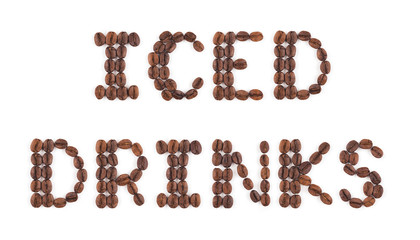 High resolution roasted coffee beans in letters
