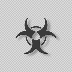 Vector biohazard warning symbol. Biological threat alert sign. 3d style isolated on transparent background.