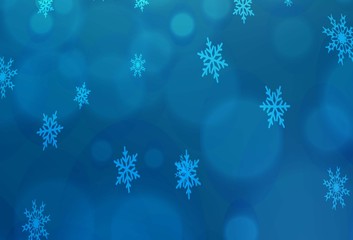 Light BLUE vector cover with beautiful snowflakes. Modern geometrical abstract illustration with crystals of ice. The pattern can be used for year new  websites.