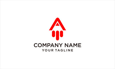 Fototapeta premium NEGATIVE SPACE PENCIL AND ROCKET UP, COMBINATION OF A PENCIL AND ROCKET LOGO TO BE ONE