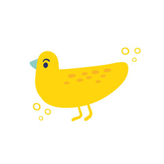 Funny yellow bird.Flat hand drawn vector illustration.Funny and cute character