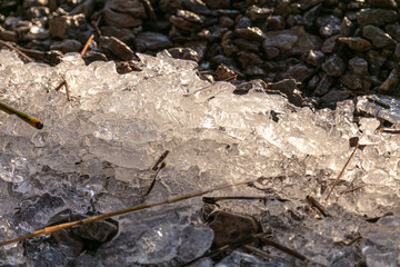 Background close-up, ice and stones