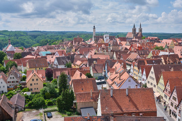 Obraz premium Top view of the city walls and Rothenburg