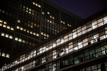 business office at night - corporate building