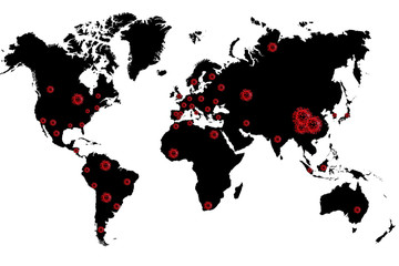 World map with coronavirus infection