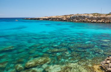 Fototapeta na wymiar Blue lagoon at Cape Greko coast. Cyprus