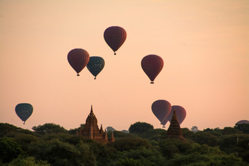 Hot air balloons on the temples