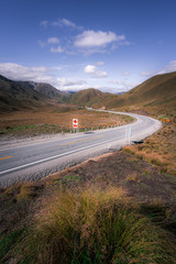 The Road to Lindis Pass, South of New Zealand