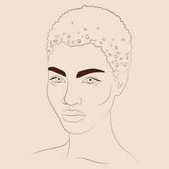 Vector illustration of beautiful black woman. African American pretty girl