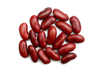 Flat lay red beans or kidney beans isolated on white background.