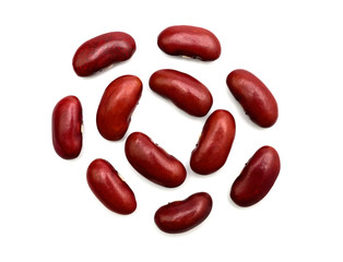 Flat lay red beans or kidney beans isolated on white background.