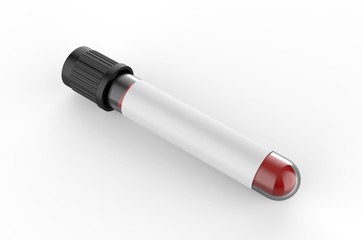 Blank Blood Collection Tube, 3d render illustration.