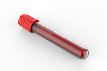 Blank Blood Collection Tube, 3d render illustration.