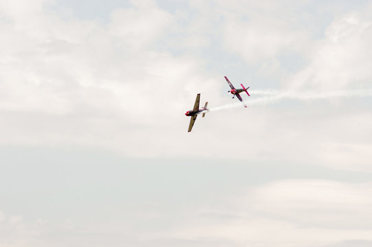 The Blades aerobatic display team performs at an airshow