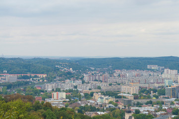 Fototapeta na wymiar top view of the city against the sky
