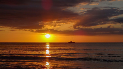 Fototapeta na wymiar Stunning sunset in Negril, Jamaica. Bright colors