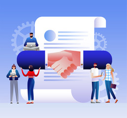Handshake, conclusion of a contract, successful partnership, cooperation. Vector illustration