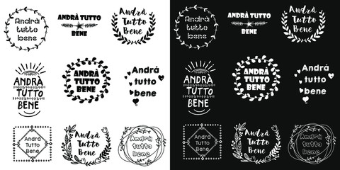 set of vector lettering for the motivational phrase in Italian 