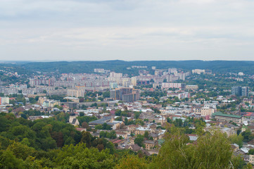 Fototapeta na wymiar top view of the city against the sky