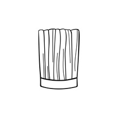 High chef's hat on white isolated background. Single object. Culinary and restaurant uniform.