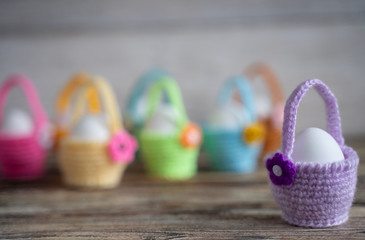 Easter eggs in baskets