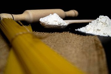 Pasta on a black background