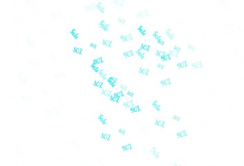 Light Blue, Green vector background with symbols of 30, 50, 90 % sales.