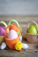 Easter eggs in baskets