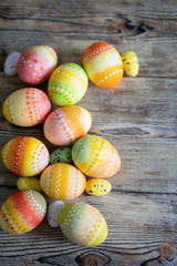 Easter eggs on wooden