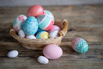 Easter eggs in baskets