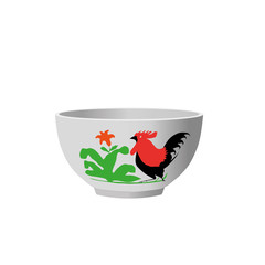 chicken bowl and drawing, vector illustration, white background
