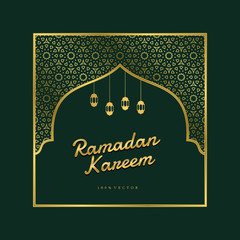 Ramadan kareem islamic greeting design background, persian motif, luxury gold background ornament wallpaper vector illustration.