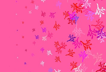 Light Blue, Red vector abstract backdrop with sakura.