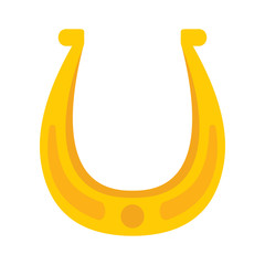 Shiny golden old happiness horseshoe vector flat icon, lucky symbol isolated on white illustration