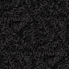 Seamless Black dark realistic, 3d background with the inscription coronavirus. Conceptual background for design. Illustration on the theme of coronavirus. Design for website, print. Covid19