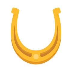 Shiny golden lucky horseshoe vector flat icon, lucky symbol isolated on white illustration