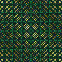 Islamic seamless pattern design, Ramadan kareem islamic greeting design background, persian motif, luxury gold background ornament wallpaper vector illustration.