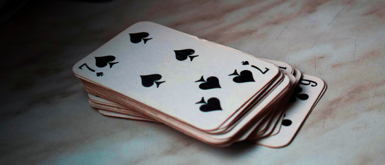 playing cards on black background