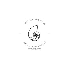 Nautilus. Logo template. Outline style