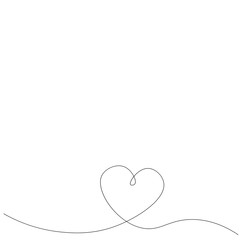 Heart one line drawing vector illustration