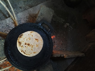 Making roti in the kitchen