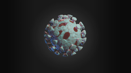 Single COVID-19 Coronavirus 3D Rendering