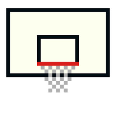 Pixel basketball basket hoop pixel art cartoon retro game style