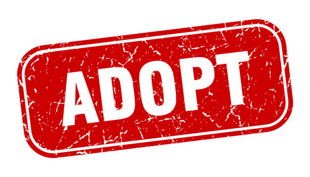 adopt stamp. adopt square grungy red sign.