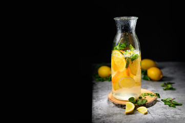 cool lemonade on a black background